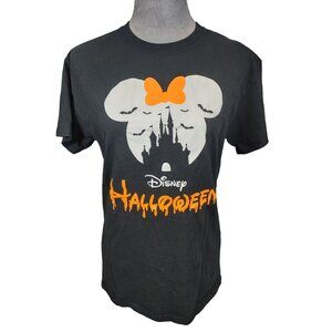 Disney Halloween Minnie Mouse Womens Tshirt Black Orange Gildan Size Medium